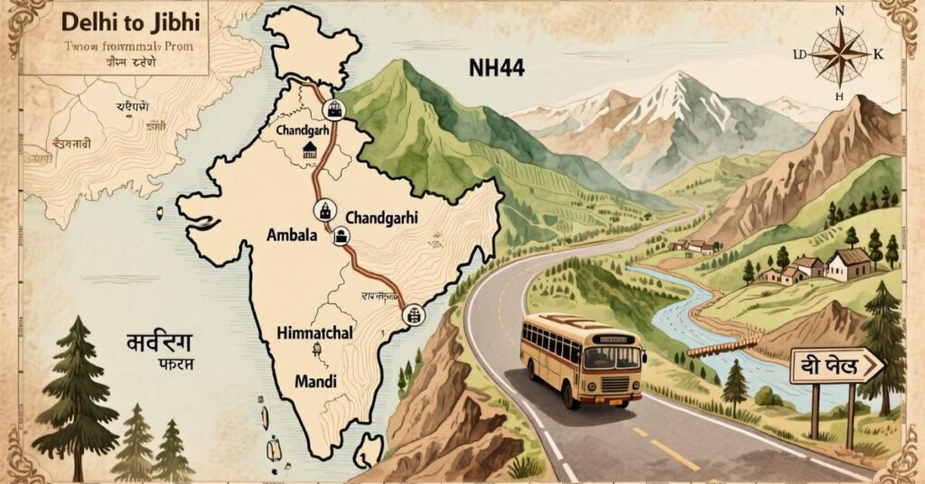 How to Reach Jibhi from Delhi 